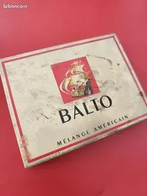 Ancienne boîte à cigare métal publicitaire BALTO vintage, décor voilier, collect