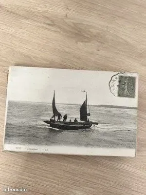 Ancienne carte postale bateau voilier marin noir et blanc affranchie collection
