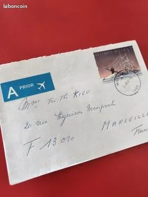 Ancienne enveloppe oblitérée Belgique Marseille timbre voilier philatélie collec