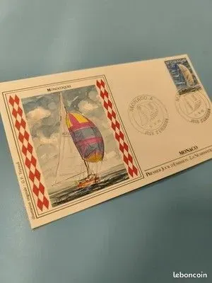 Enveloppe FDC Monaco timbre 4,00F voilier illustration régate cachet 1985