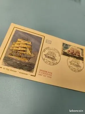 Enveloppe FDC Premier Jour Cap Hornier Antoinette 1971 Saint-Malo timbre voilier