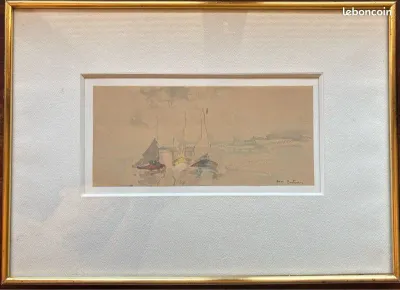 Les petits Voiliers - Abel Bertram - Aquarelle