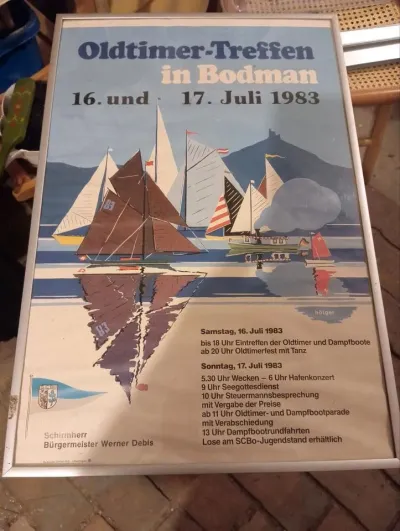 Oldtimer-Treffen Bodman 1983 Plakat gerahmt Segelboote